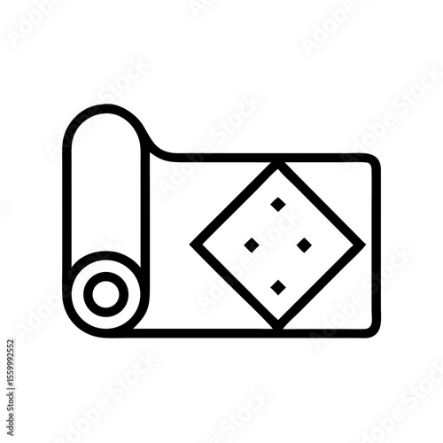 Line art illustration of yoga mat with geometric design  