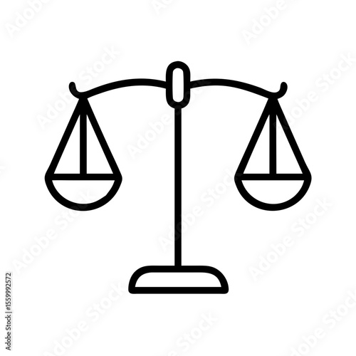 Scales of justice in minimal line art design on white background  