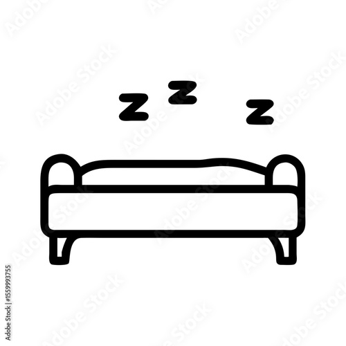 Sofa with sleeping symbol in minimalist line art style  