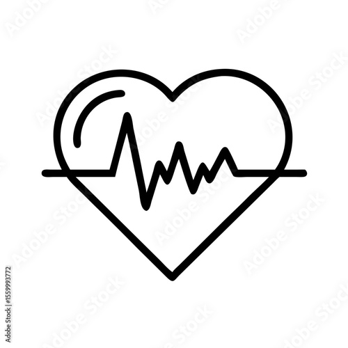 Heartbeat line inside heart shape in minimalistic style  