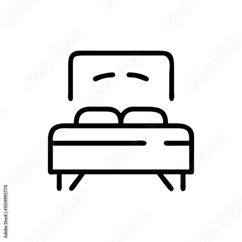 Simple line drawing of a modern bed in minimalist style  