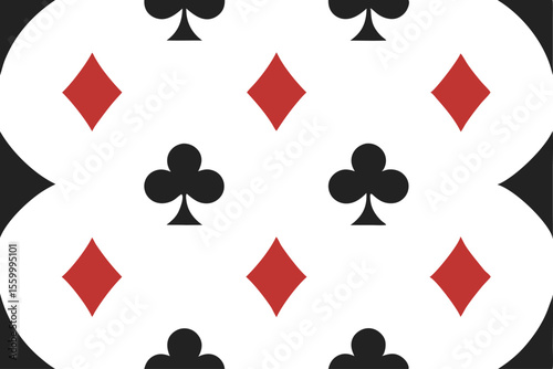 Elegant Playing Card Suits Pattern Black Spades, Red Diamonds, and Clubs