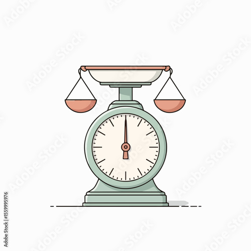 Vintage apple scale presents analog balance with weighing pans and round display, showing precise measure.