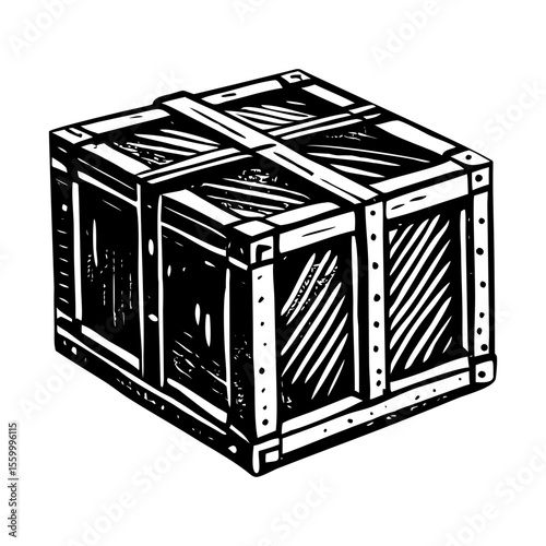 A vintage style illustration showing cargo crate