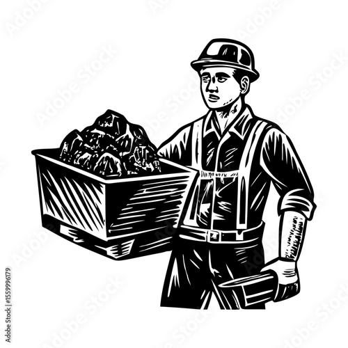 A vintage style illustration showing coal loader