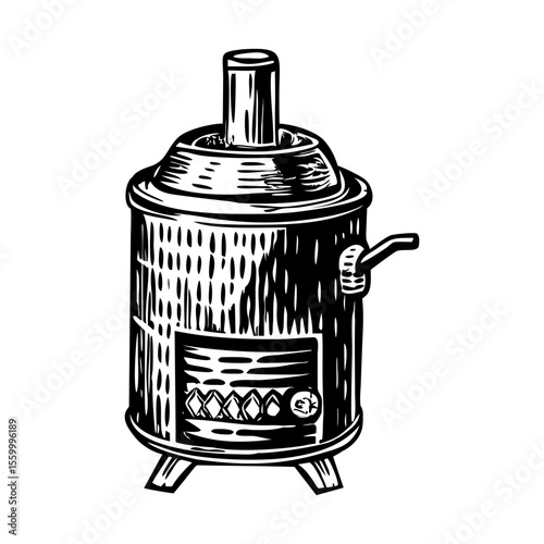 A glyph style illustration representing copper boiler