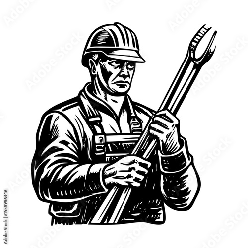 A glyph style illustration representing ironworker