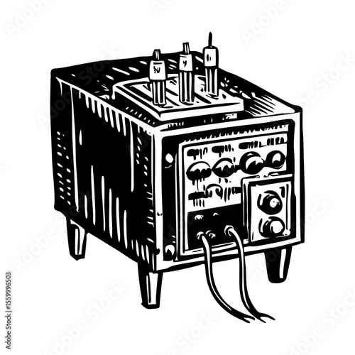 A vintage style illustration showing relay tester