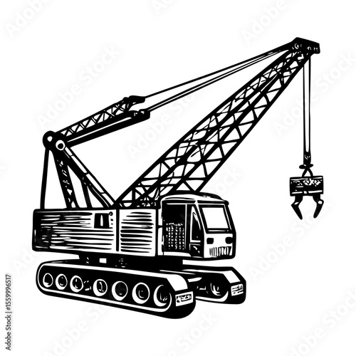 A glyph style illustration representing construction crane