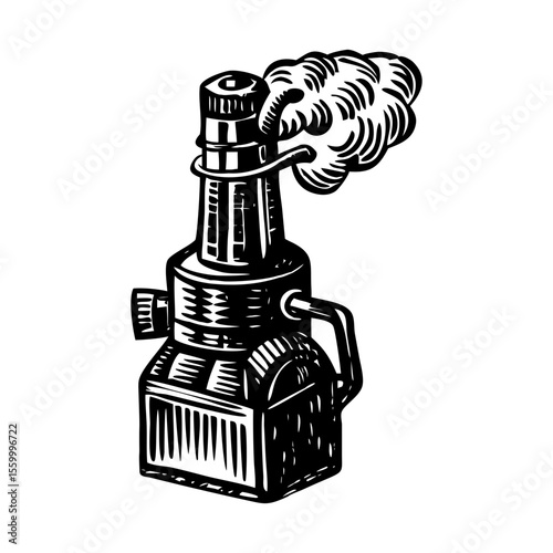 A glyph style illustration representing steam production