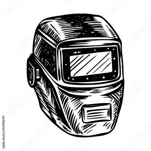 A vintage style illustration showing welding mask
