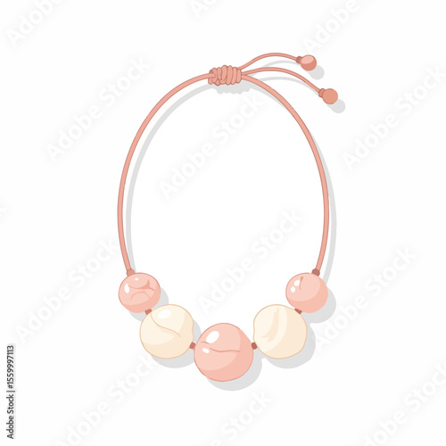 Shell necklace featuring delicate beads and a simple cord, creating a charming jewelry design. Shell necklace design includes polished shells and a softly colored cord, embodying minimalist elegance.