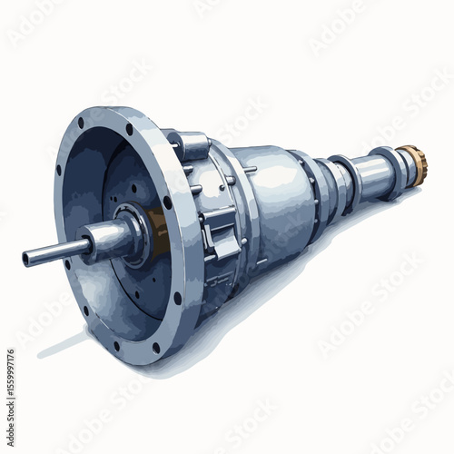 Illustrated automatic transmission shaft offers a detailed technical view, depicting car automatic transmission elements and engineering components.