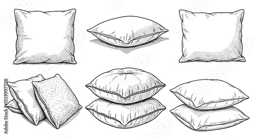 A Group of Comfortable Pillows for Sleeping and Relaxation on a Bed