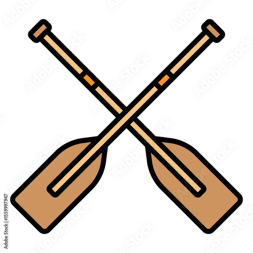 Crossed Oars Icon - Rowing and Water Sport Symbol
