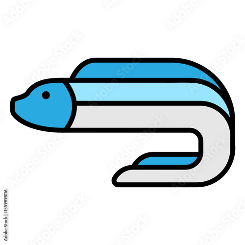 Stylized Blue Eel Vector Illustration
