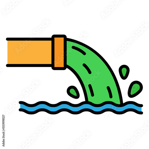 Polluted Green Water Drain Discharging in a River