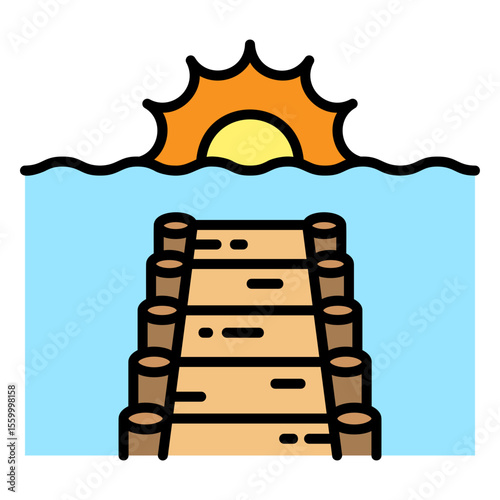 Pier Leading to Sunset over Water