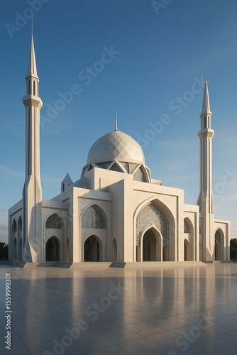 image of a magnificent mosque with a modern architectural building 3D model