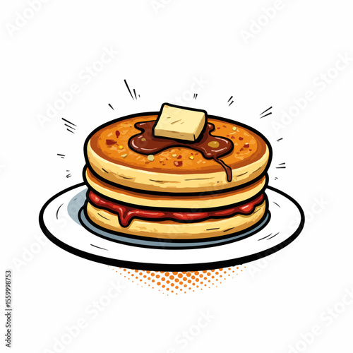 Delicious pancakes with butter and syrup on plate. Pancakes include sweet fillings and savory toppings, perfect for brunch. Enjoy pancakes for breakfast,