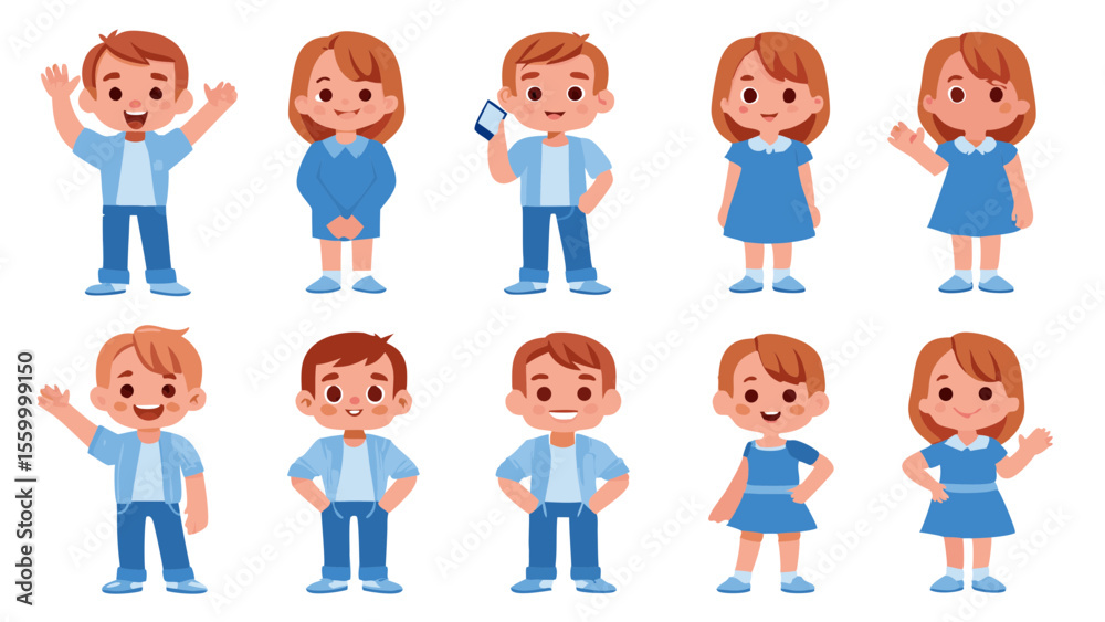 Friendly Cartoon Vector Crowd of People with Different Looks and Poses Friendly Cartoon Vector Crowd of People with Different Looks and Poses