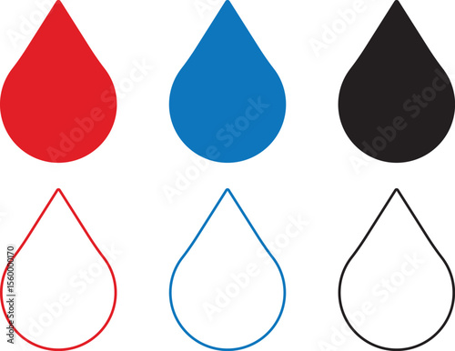 Blood drop icon set. Blood drop solid and line icon set. vector illustration. eps file.