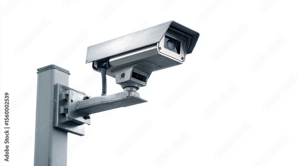 Compact network camera with LAN port exposed on white background Compact network camera with LAN port exposed on white background