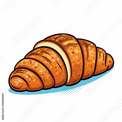 Depiction of a plain croissant showcases its delicate texture and golden-brown crust, a simple pastry. Plain croissant image highlights its buttery layers and classic shape,