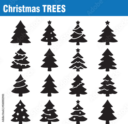 Christmas Tree Silhouette Icons Collection