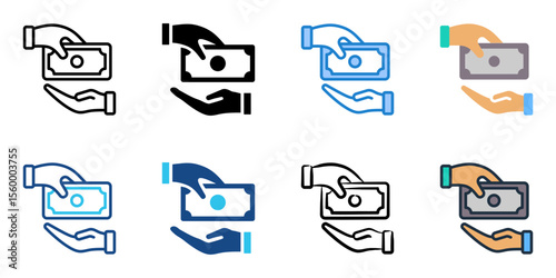 Payroll icon set multiple style collection 
