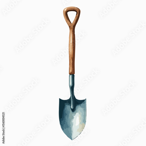 Baker's shovel illustration with a rustic wooden handle and worn metal blade. Baker's shovel illustration displays a tool essential for artisan baking,