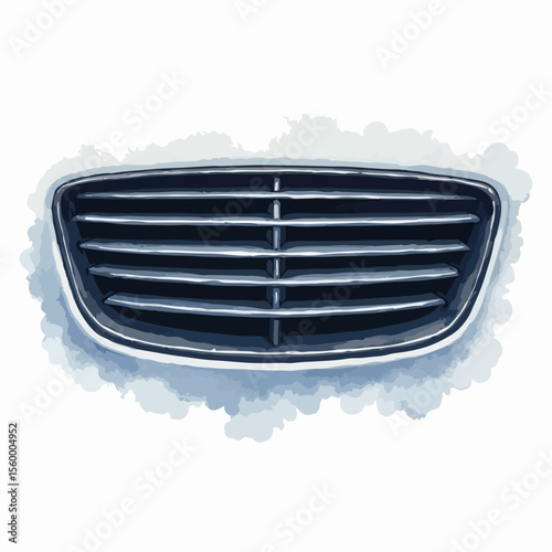 Air intake grille close-up showcases detailed texture and metallic finish, offering a direct view of vehicle front. Air intake grille embodies refined automotive engineering and aesthetic,