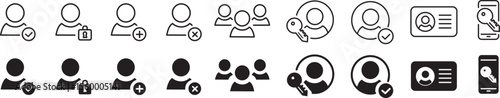 User account icon set. Avatar icons collection. Editable vector icon illustration.
