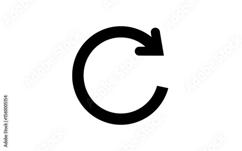 Black round circle arrow clockwise direction isolated on transparent background