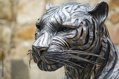 Panther made of zebra stripe, A panther featuring zebra-like stripes, creating an intriguing fusion of two distinct animal patterns