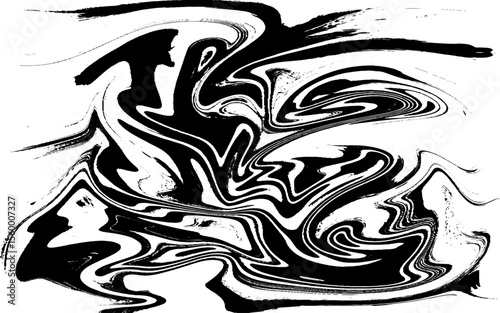 Ebru marbling, traditional Turkish painting art. White and black marble texture vector background.