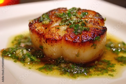 Fried Scallop Delicacy with Seared Herb-infused Luxury Sauce