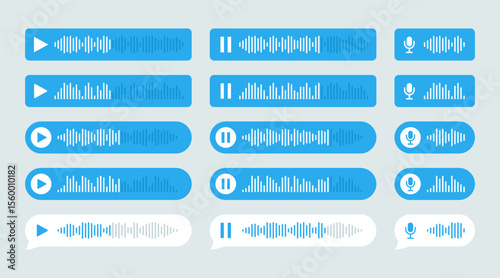 Voice message waveforms displayed in vector format for chat applications