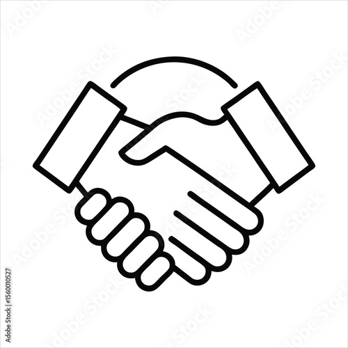 handshake line icon vector on white background
