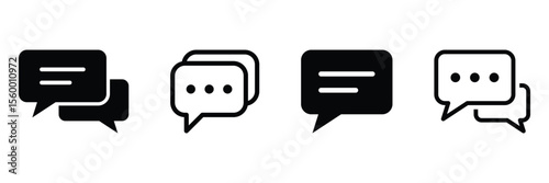 Message icon set. Comment icon speech bubble symbol.