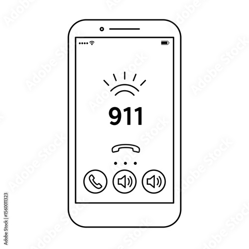 Smartphone screen displaying 911 emergency call interface concept  