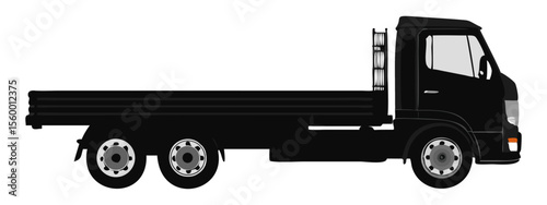 A flatbed truck full black silhouette vector illustration design