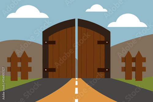 weathered wooden gate rusted hinges rustic