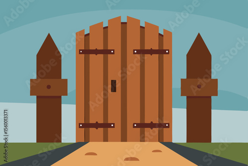 weathered wooden gate rusted hinges rustic