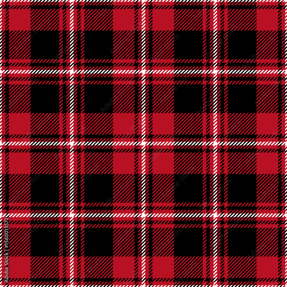 plaid tartan seamless repeat pattern. This is a black red white checkered plaid vector illustration. Design for decorative,wallpaper,shirts,clothing,tablecloths,wrapping,textile,fabric,texture