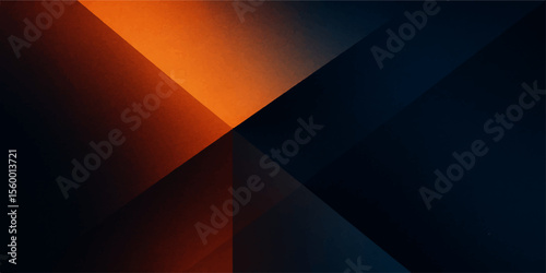 Modern abstract design with bold orange and dark navy blue diagonal layers and soft gradients


