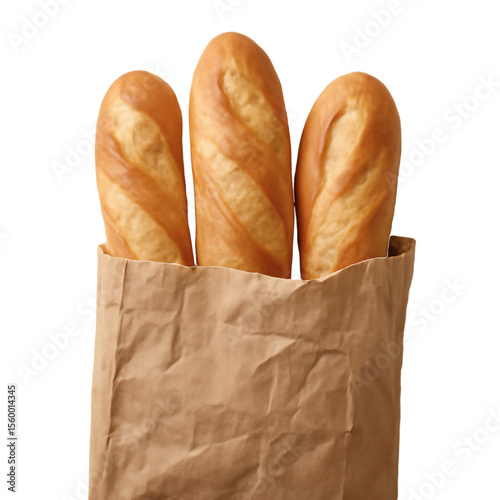 fresh baguettes in a paper bag