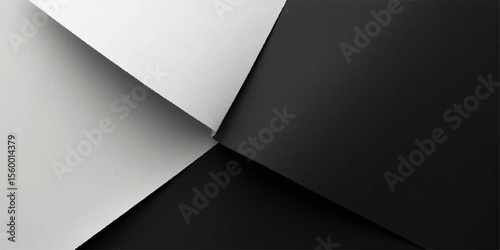 Abstract black and white background with a curled paper design and shadow, perfect for a blank business document template