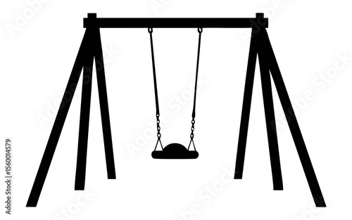 A swing full black silhouette vector illustration design