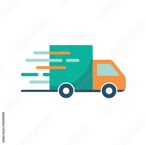 Fast Shipping Vector Icon – Flat Style Delivery Truck for Online Store and Logistics Interfaces